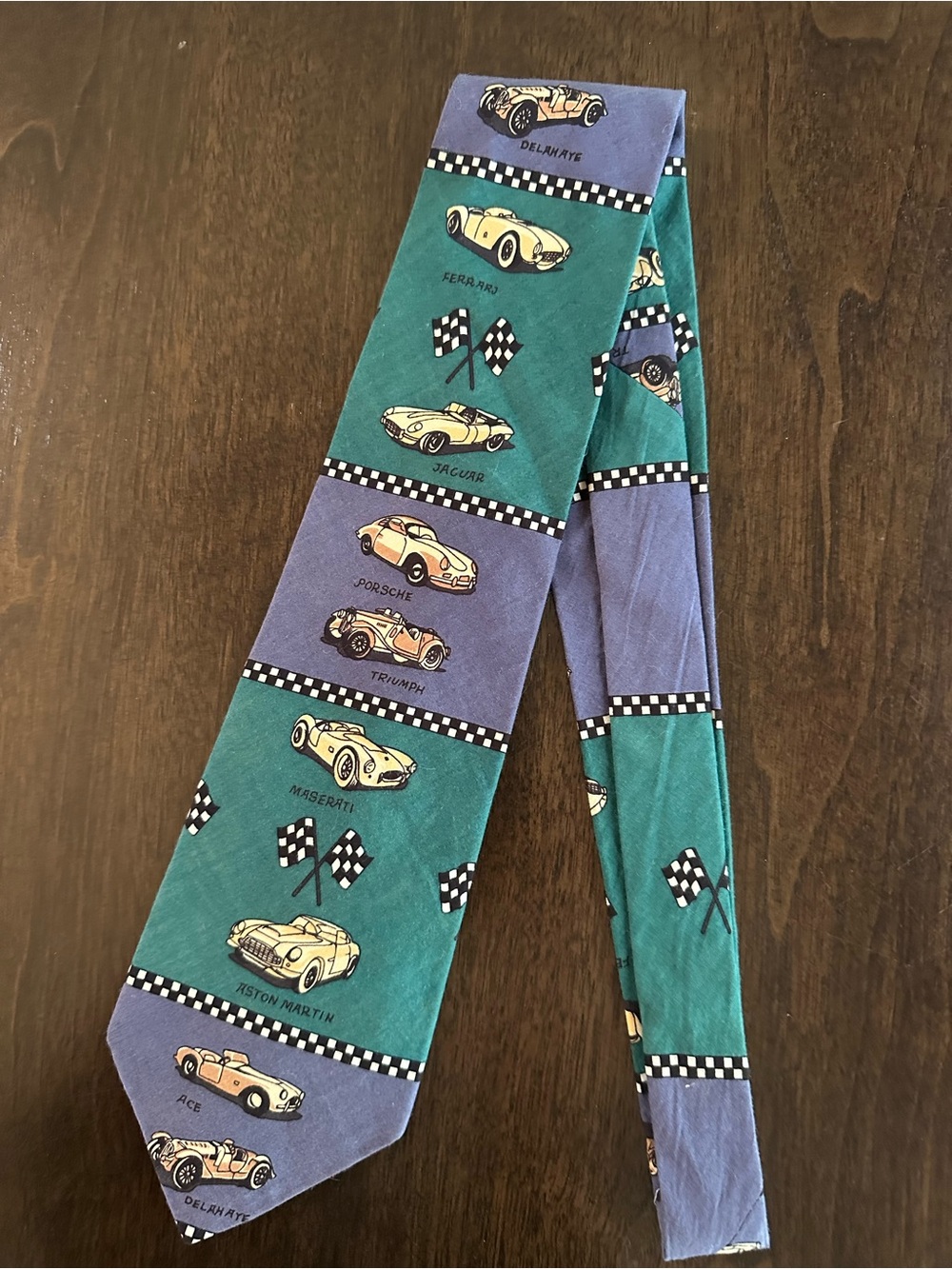Rooster Vintage car cotton tie Aston Martin Maserati Triumph Porsche Jaguar